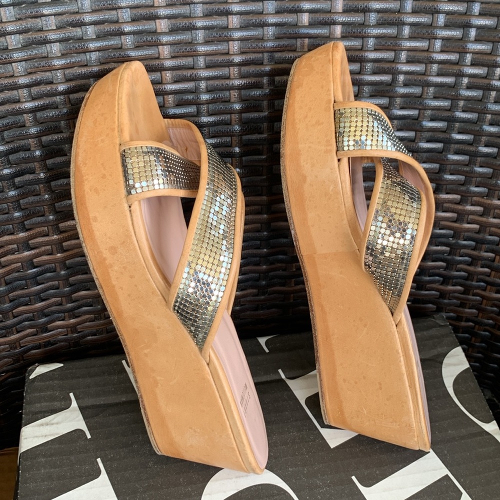 Stuart Weitzman Sequin Cross Over Leather Straps … - image 6